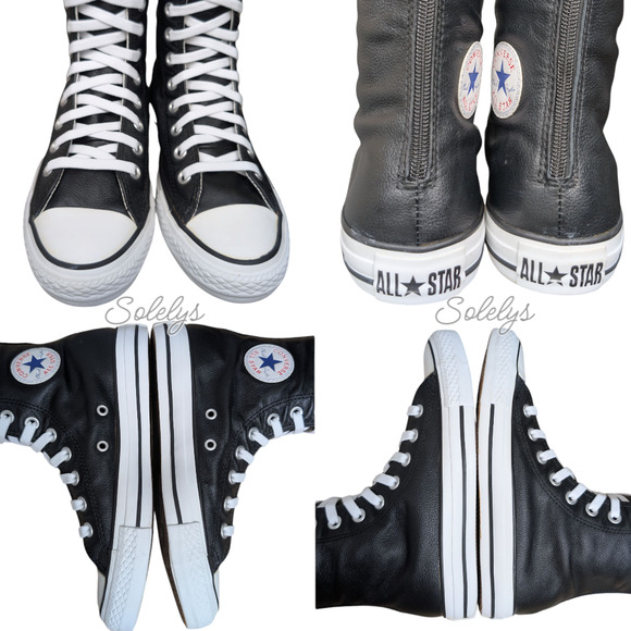 Converse 2010 XXHI Black Leather Lace Up Zip Back Sneaker Boot Womens 6 RARE - Picture 10 of 13